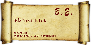 Bánki Elek névjegykártya